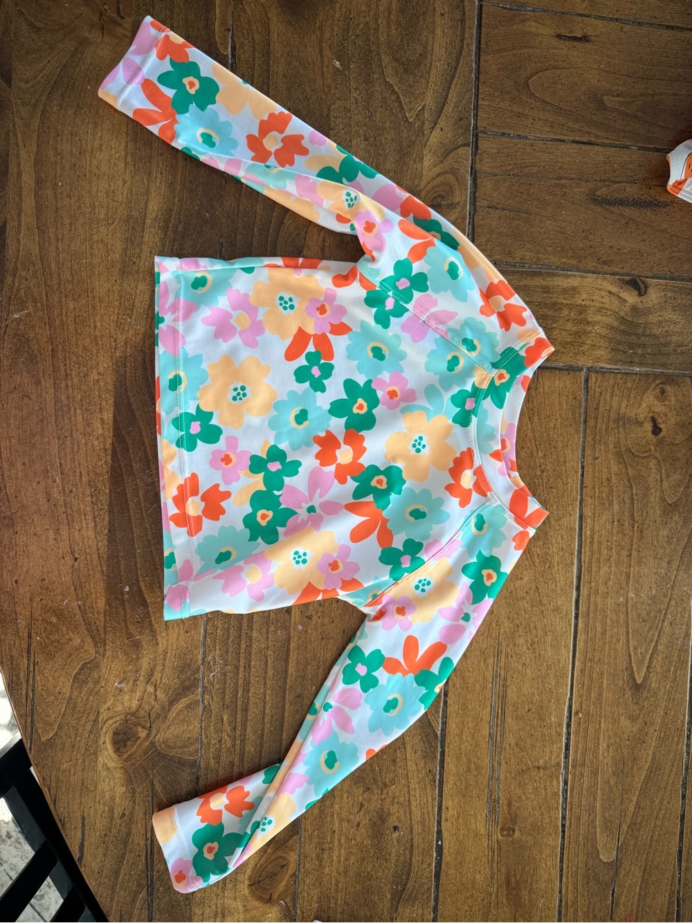 wonder nation Floral Swim Rash Guard Top - Green, Pink, Orange, Yellow
